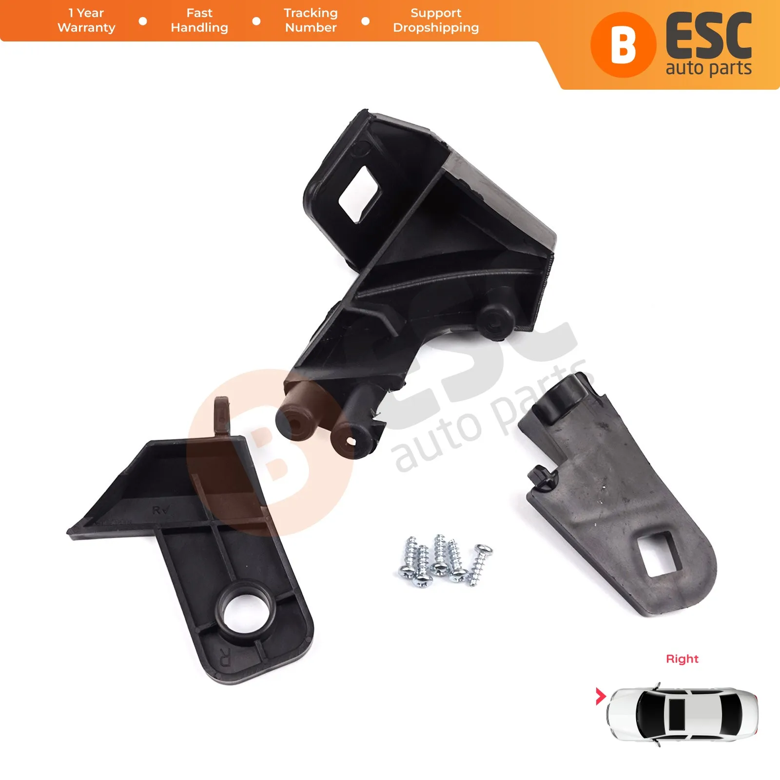 EHL500 Headlight Housing Repair Mount Holder Bracket Tab Clips Kit Right for Fiat Doblo MK2 263 2010-2014 Pre-Facelift 51810671