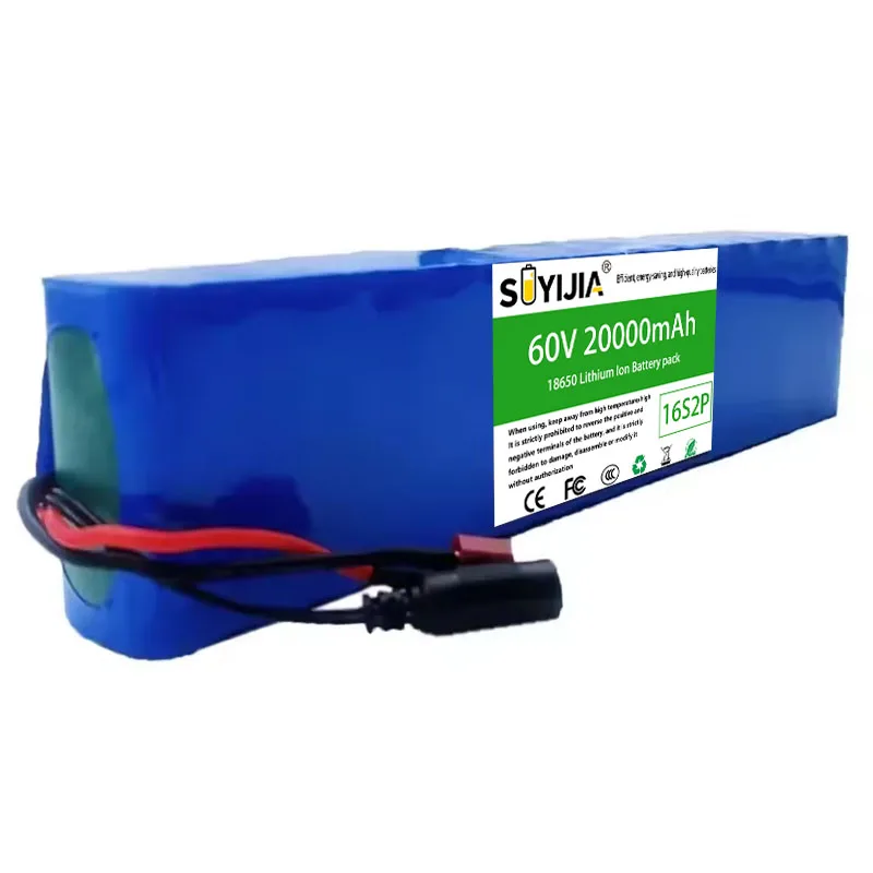 16S2P 60V 20AH 18650 lithium battery pack with large capacity, suitable for electric scooters, mountain bikes, and BMS batteries