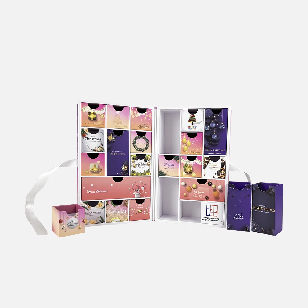 2025.Custom 24 Days Wooden Gift Box with Gold Foil Empty Advent Calendar for Luxury Jewelry Items-Matt Lamination Embossing Stam - Image 3