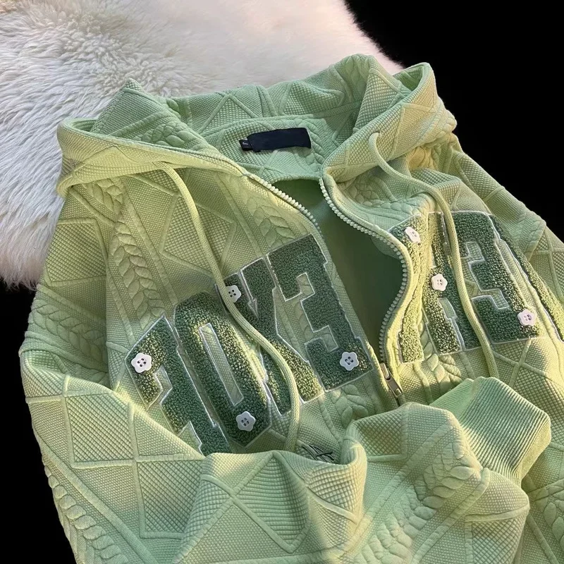 

Повседневная куртка для пар, толстовка с капюшоном и вышивкой в стиле ретро, кардиган для женщин на весну и осень, тонкий свободный ленивый стиль