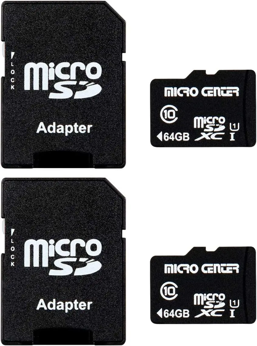 

64GB MicroSDXC Card with Adapter, 80MB/s Speed for Phones, Tablets, Drones & HD Video - 2 Pack