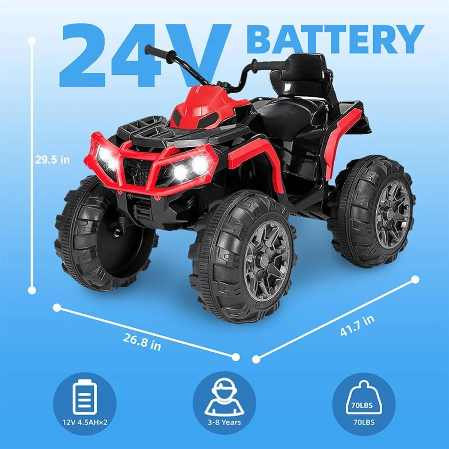 24V 電動乗用ATV 四輪車 3～5歳向け 音楽プレーヤー付き レッド
