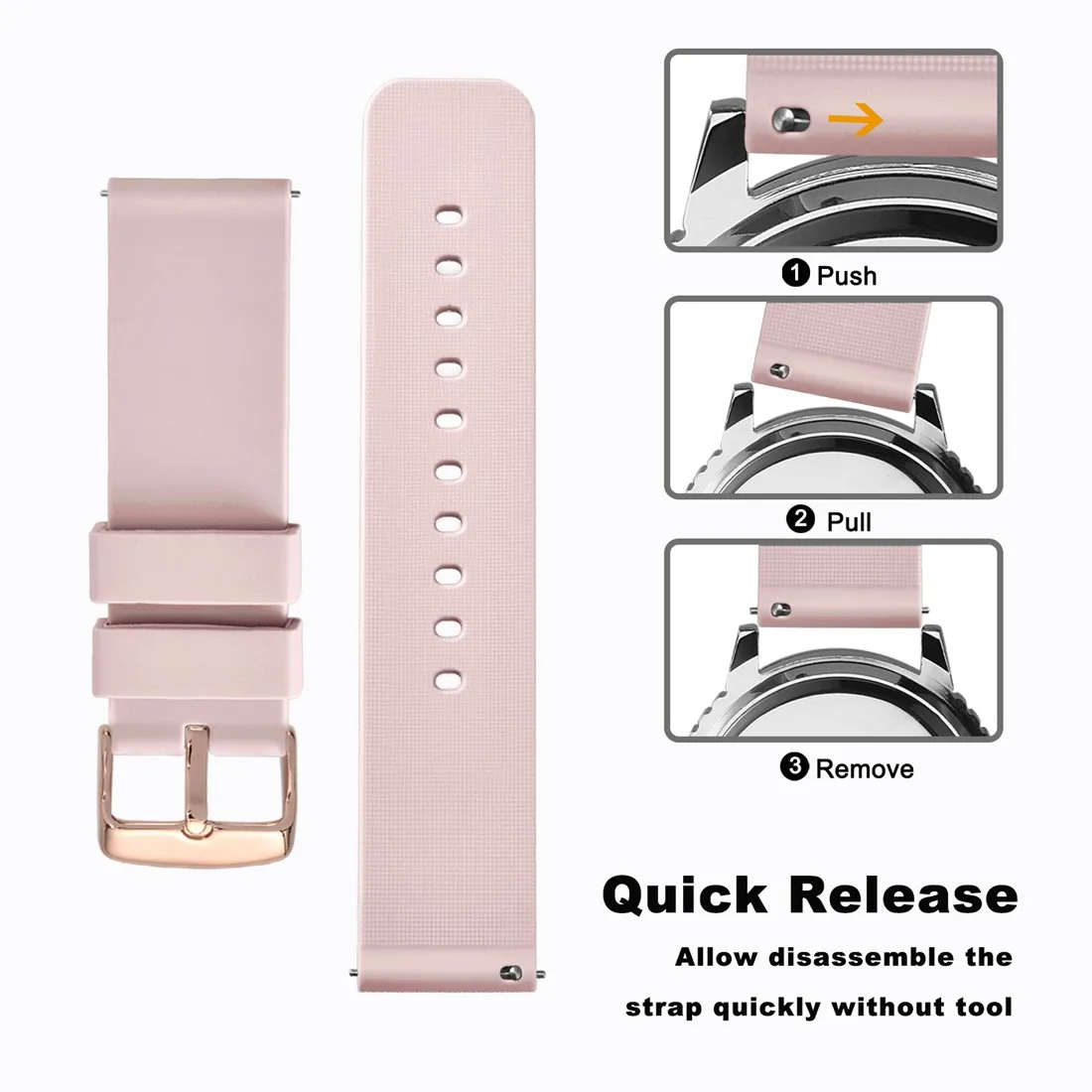 WOCCI Watchband 14mm 18mm 20mm 22mm 24mm Silicone Sport Watches Strap Women Replecement Band Bracelet Stainless Rose Gold Buckle