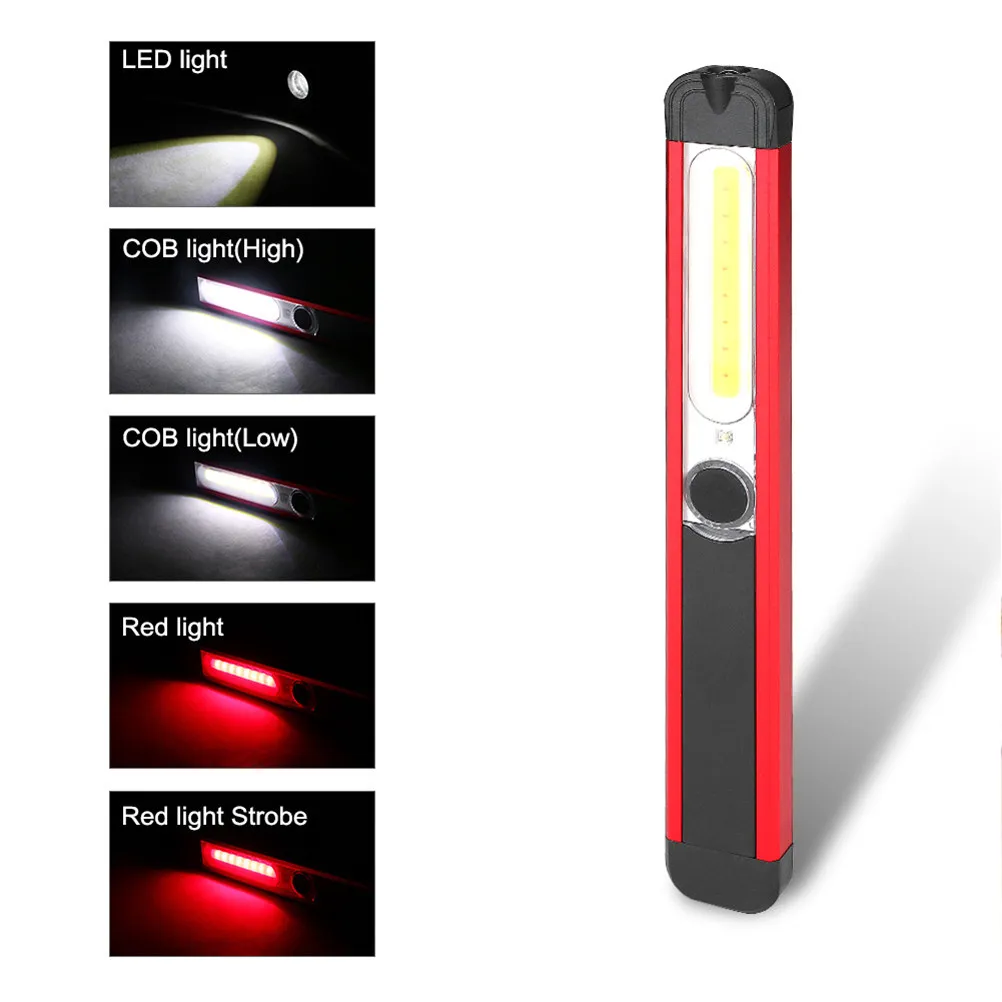 

1Pcs USB Charging Maintenance Flashlight Portable Working Inspection Lamp Multifunction Aluminum Alloy Cob Light for Emergency