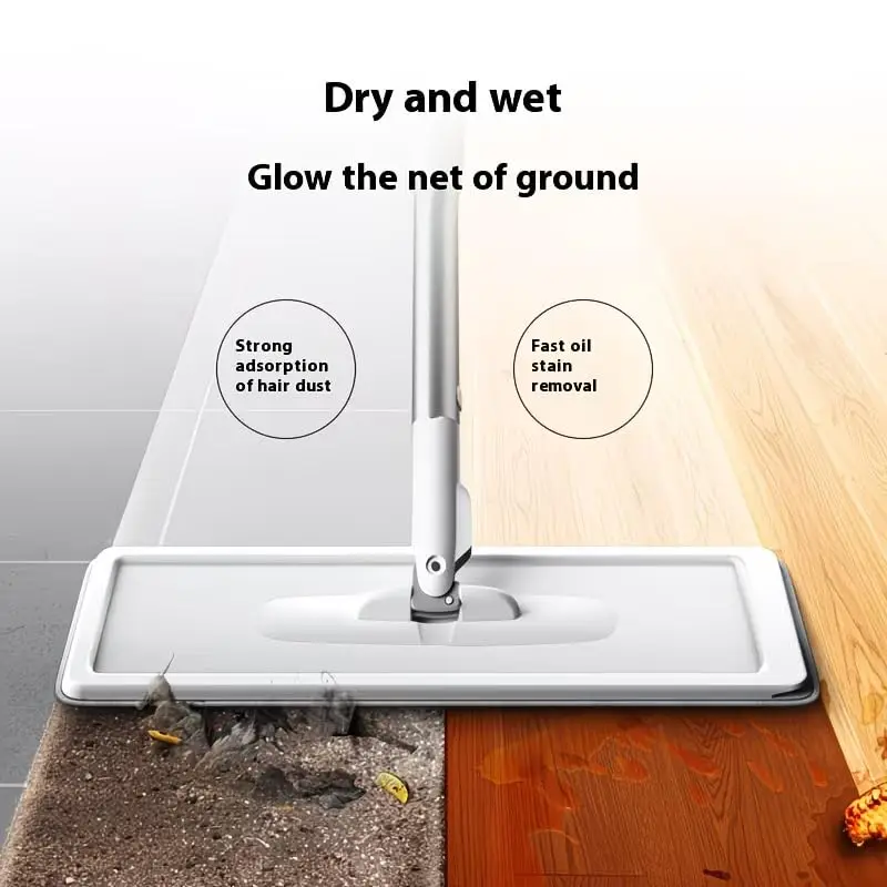 1PC Upgrade Mop And Bucket With Wringer Set, Flat Floor Cleaning Mop System With 6 Reusable Microfiber Pads, Wet Dry Household Cleaning Tool, Durable Floor Mop For Kitchen Bathroom Home Essentials, US Warehouse Fast Shipping