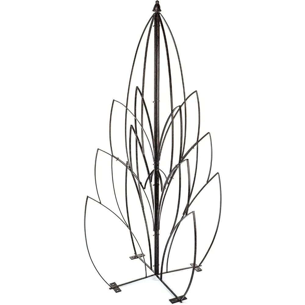 Garden Lotus Bud Trellis For Climbing Plants Wrought Iron Metal Obelisk For Patio Deck Flowers Weather Resistant Yard Art，shelf