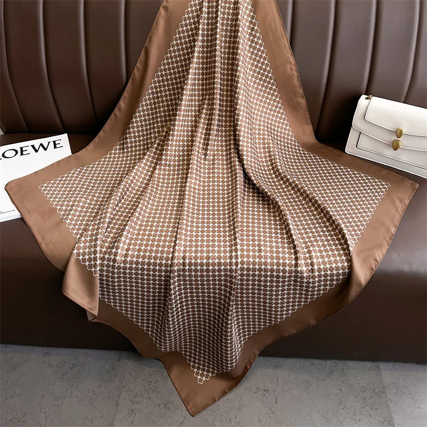 Neue 90*90cm Silk Schal Scarftop Headwraps Für Frau Mode Vier Jahreszeiten Haar Zubehör Hijab Foulard Bandana schal kopftuch – Detail 9