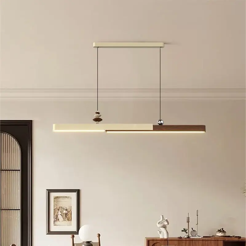 

Walnut Butter Restaurant Pendant Light Minimalist Dining Table French Bar Counter Modern Tea Room Strip Lighting