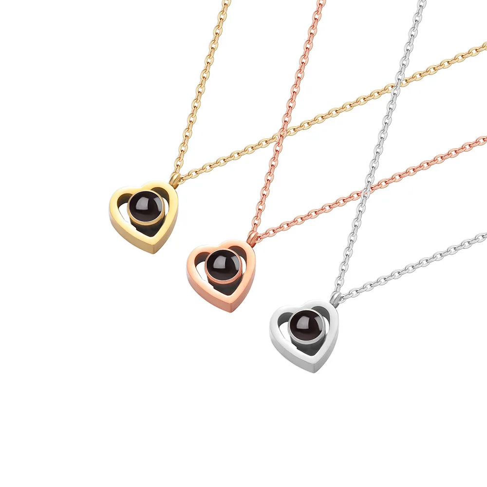 Heart-Shaped Copper Pendant Necklace with Cross Chain • UV-Resistant Gold/Silver/Rose Gold Plating • Fashion OL Style • 100-Lang