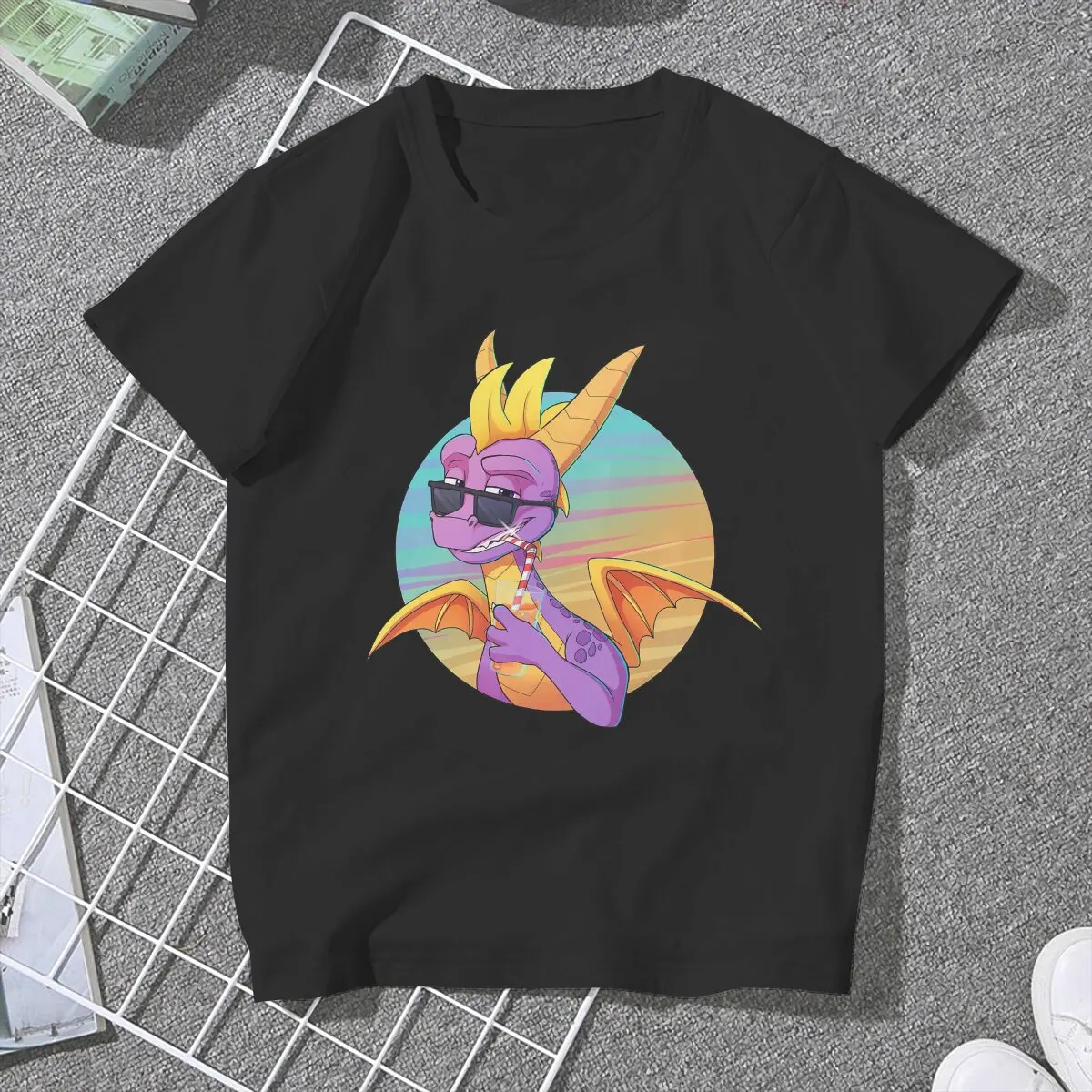 Summer Vibes Women T Shirt Spyro the Dragon Game Funny Tee Shirt Short Sleeve Crewneck T-Shirts Adult Clothing