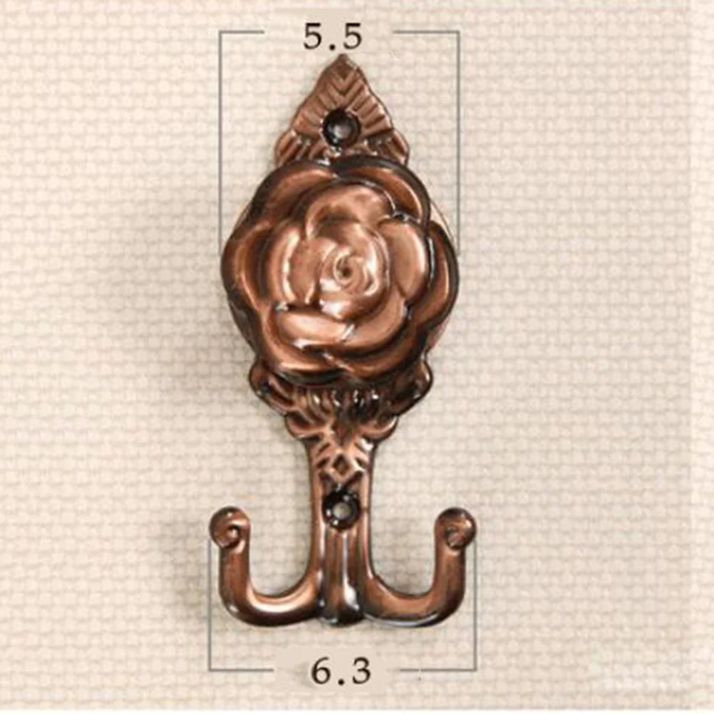 

4pcs European Retro Rose Metal Curtain Wall Hooks Decorative Home Accessories Bedroom Living Room Wedding Room Green Bronze