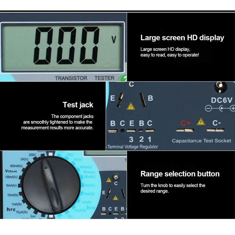 DY294 Multifunction Digital Transistor Tester Semiconductor Diode Triode 1000V Reverse Voltage Capacitance SCR FET Tester