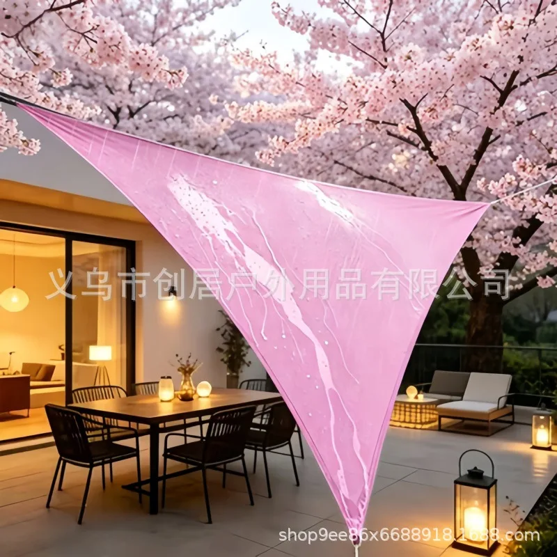 5 * 5 * 7.1m Triangular Sunshade Sail Canopy 420D Rain-proof Sun-resistant Tear-resistant Sunshade Car Courtyard Terrace Shade