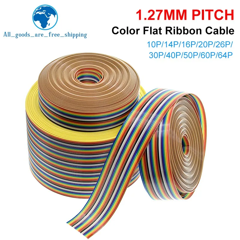 1Meter 10P/12P/14P/16P/20P/26P/34P/40P/50P 1.27mm PITCH Color Flat Ribbon Cable Rainbow DuPont Wire for FC Dupont Connector