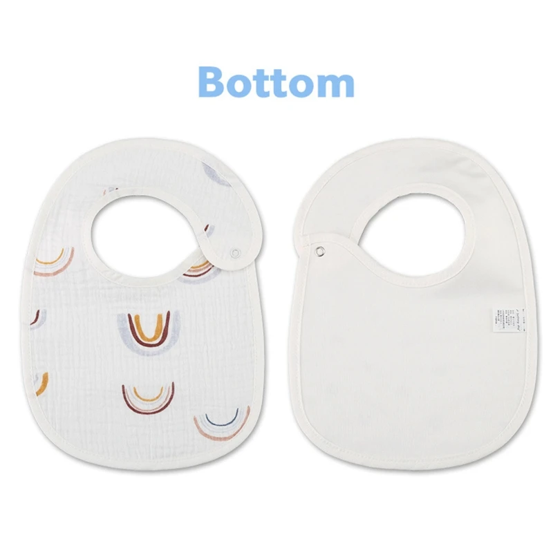 Baby Cotton Bib 2pcs Cartoon Pattern with Buckle Saliva Towel for Newborn Boys Girls Chewing Eating Supplies Drop Shipping