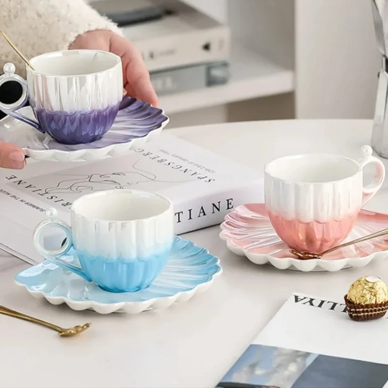 

Coffee Cup & Saucer Set - Couple Water Cup with Milk Tea Cups, Milk Mugs & Breakfast Cups for Drinkware Use in Stylish Design
