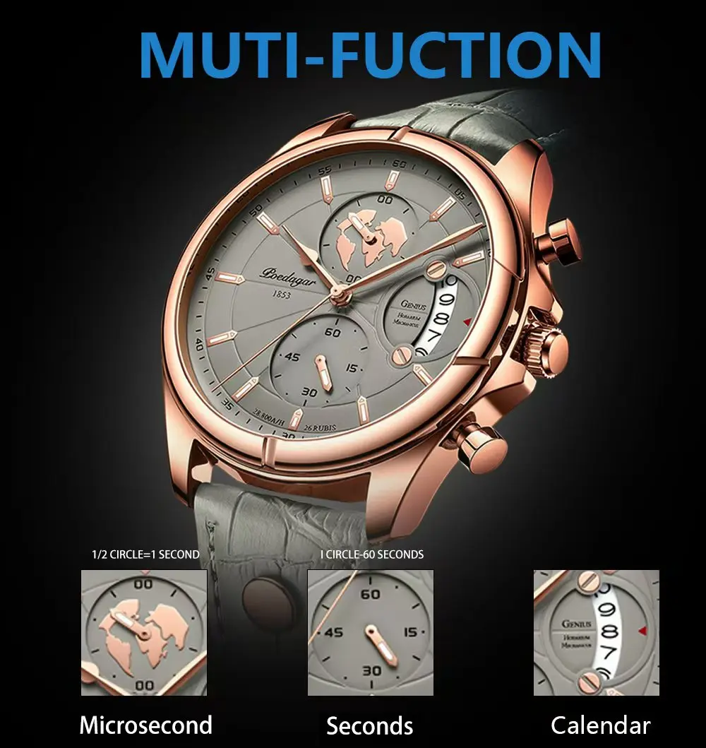POEDAGAR Sport Casual Mann Uhr Datum Wasserdicht Leucht Leder Chronograph herren Uhr Business Luxus Quarz Uhren Für Männer – Detail 8