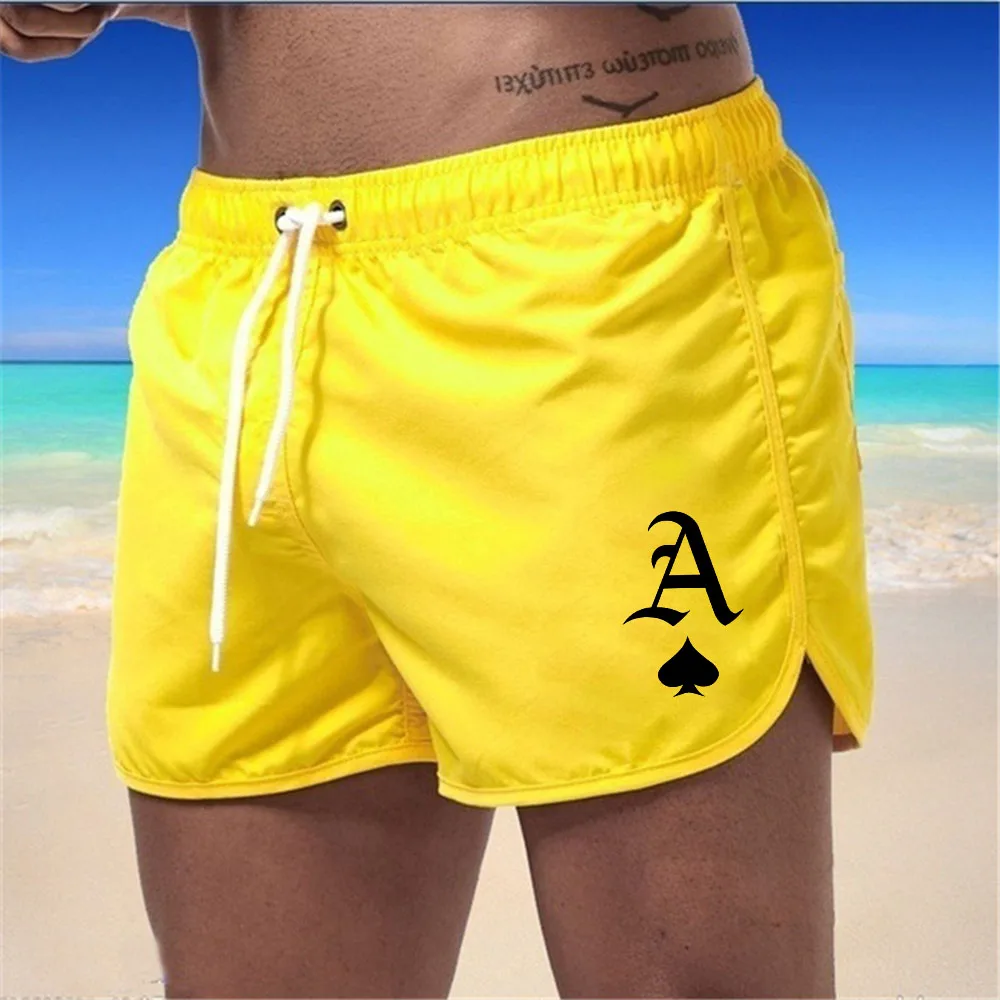 Pantalones cortos de natación con cordón de verano para hombre, pantalones cortos de secado rápido, pantalones cortos transpirables para surf y playa, pantalones deportivos