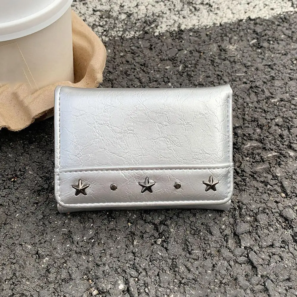 Vintage-Style PU-Geldbörse mit Sternenmuster, dreifach faltbar, ultradünn, kompakte Größe, Münzfach, mehrere Fächer, große Kapazität, Geldbörse für Bargeld, Kartenhalter – Detail 11
