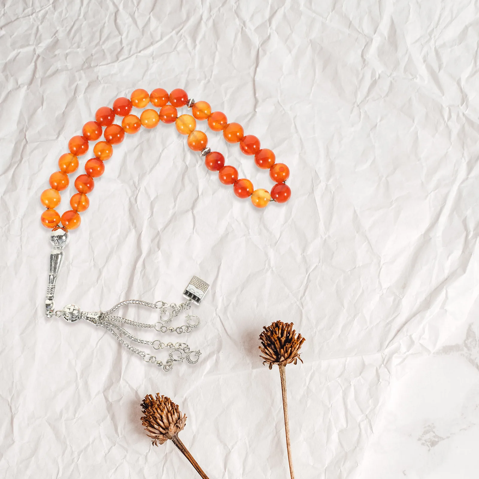 

Agate Bead Bracelet Round Worry Prayer Carnelian Chain Alloy Tasbih Beads Bracelet Rosary Decor Muslim Festival Party DIY Beads