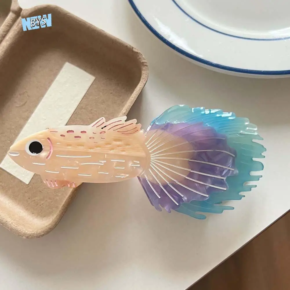 

Acrylic Guppy Hair Claw Fish Korean Style Silver Arowana Shark Clip Contrast Color Swordfish Acetic Acid Hair Claw Beach