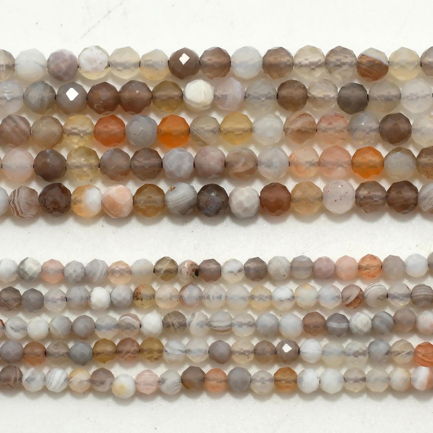 Natural Botswana Agate Faceted Round Beads 2.4mm/3.4mm