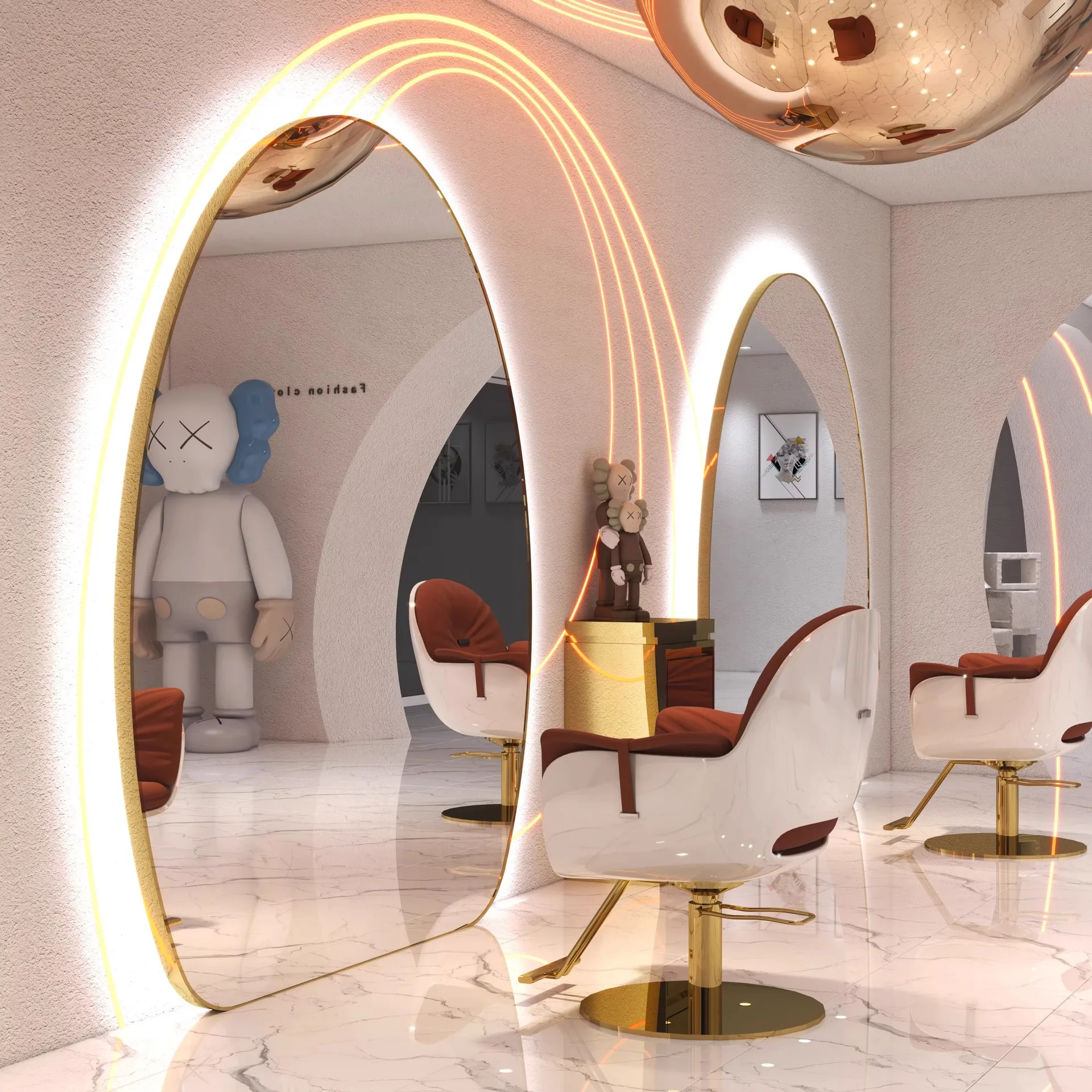 High-end Internet celebrity barbershop hair salon special full-length single-sided, double-sided illuminated oval