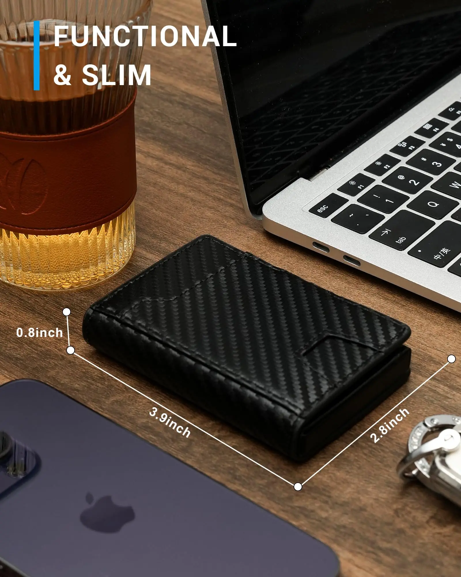 Rfid Blocking Wallet For Men Fashion Short Bi-fold Slim Mens Purse With Magnetic Magsafe Aluminum Pop Up Card Box Holder ID Case