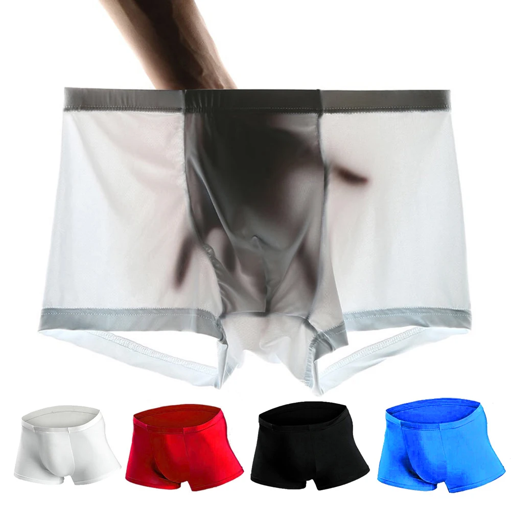 Men Underwear Ice Silk Seamless Boxer Shorts U Convex Pouch Soft 3D Sexy Men\'s Underpants Boxer Shorts homme Cuecas Male Panties