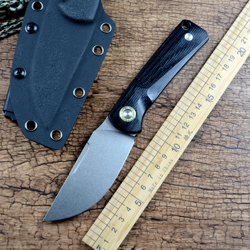 TWOSUN TS521 couteau de chasse fixe lame K110 manche Micarta noir étui Kydex Camping en plein air
