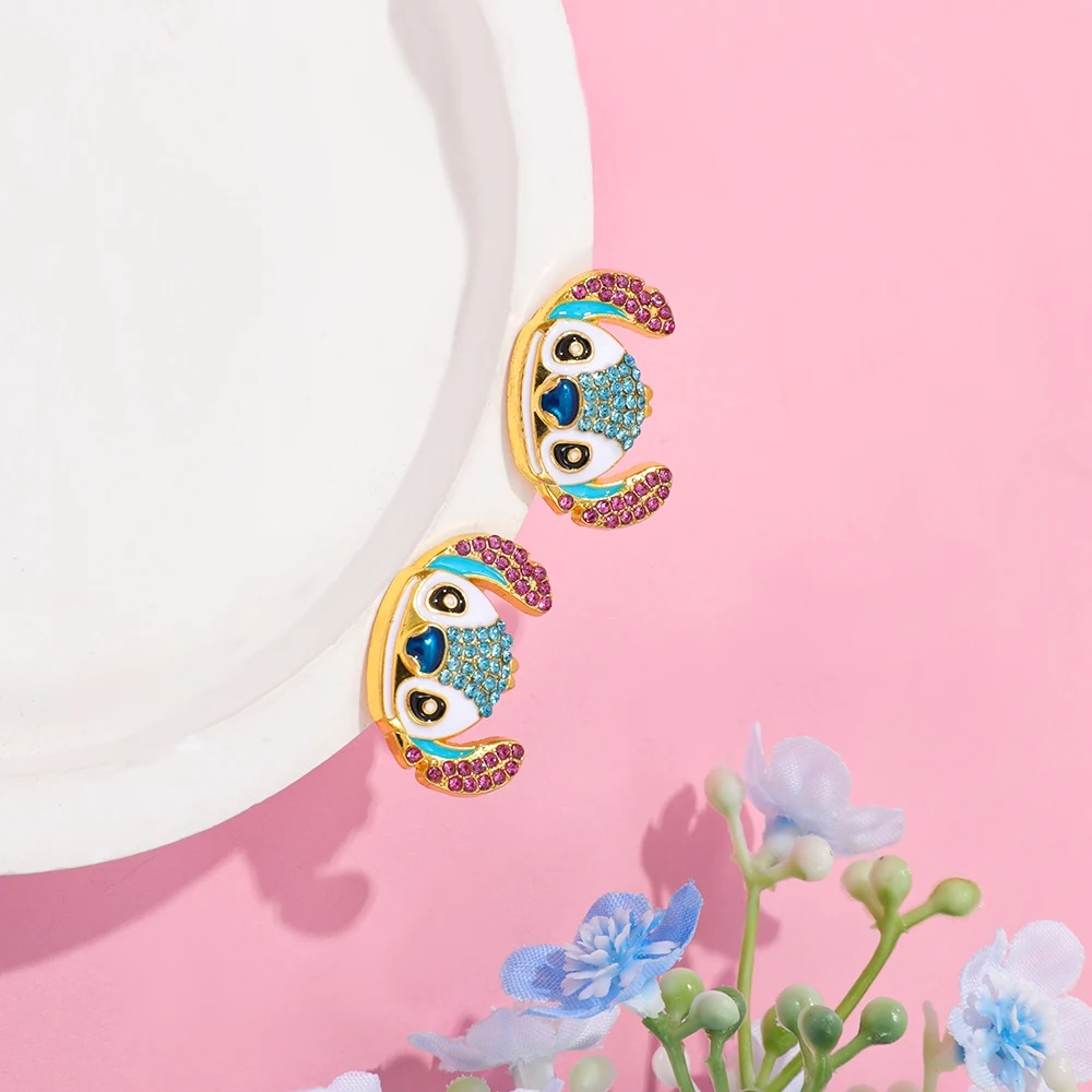 

Серьги с героями мультфильмов Диснея Interstellar Baby Kawaii Stitch для девочек, простые темпераментные серьги, милые серьги для вечеринки, подарки на день рождения