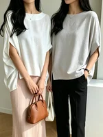 Karofi Loose Batwing Sleeve Blouse Women Elegant Boat Neck Split Tunic Tops Casual Oversized Lightweight Summer Shirts BL8325 - Image 3