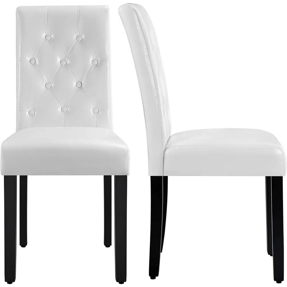 

Dining Chairs Set of 2 Modern Style Faux Leather Dining Room Chairs with Solid Wood Legs and Button Tufted Padded for Home Kitc