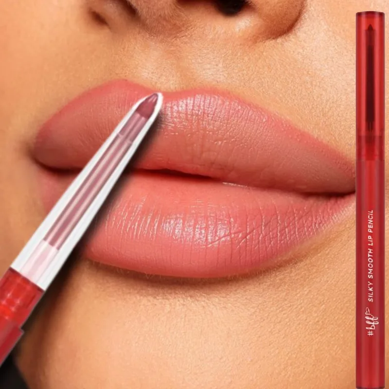 Delineador de labios desnudo mate 2 en 1, lápiz labial resistente al agua de larga duración, contorno de terciopelo rosa y morado, línea de tinte de labios rojo, cosmético