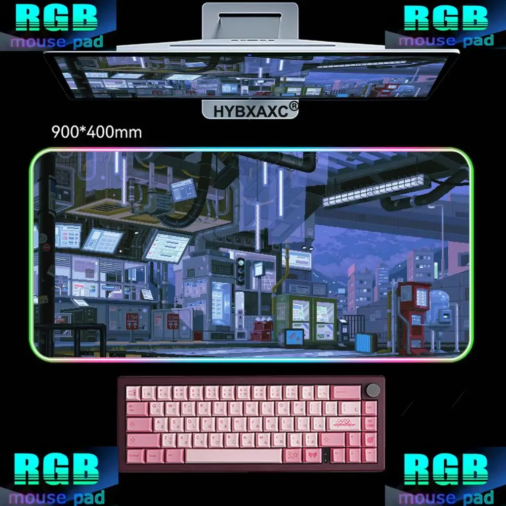 

2026 New HYBXAXC Mouse Pad RGB Gaming Mouse Pad Desk Mat HD Gamer Large LED Light XXL Pixel Style Large RGB Mouse Pad