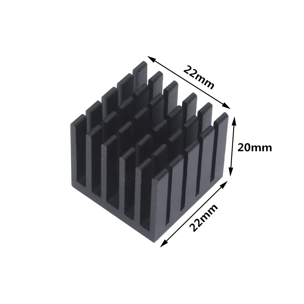 22x22x20mm 20 pz dissipatore di calore in alluminio fai da te nero dissipatore di calore radiatore radiatore per Chip IC elettronico MOS raffreddamento con nastro termico