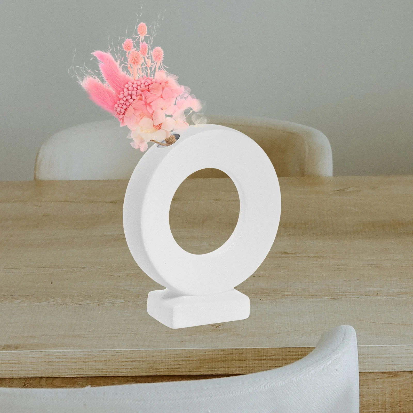 

Ceramic Flower Vase Circle Art Vase Minimalist Style Decorative Flower Arrangement Pot for Home Office Ceramic Vases