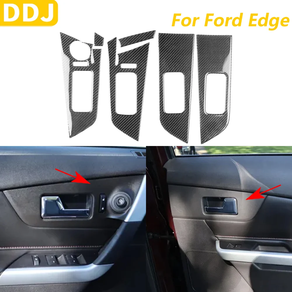 

For Ford Edge 2011-2014 Carbon Fiber Front Rear Inner Door Handle Panel Trim Cover Car Accessories Interior Decoration Sticker