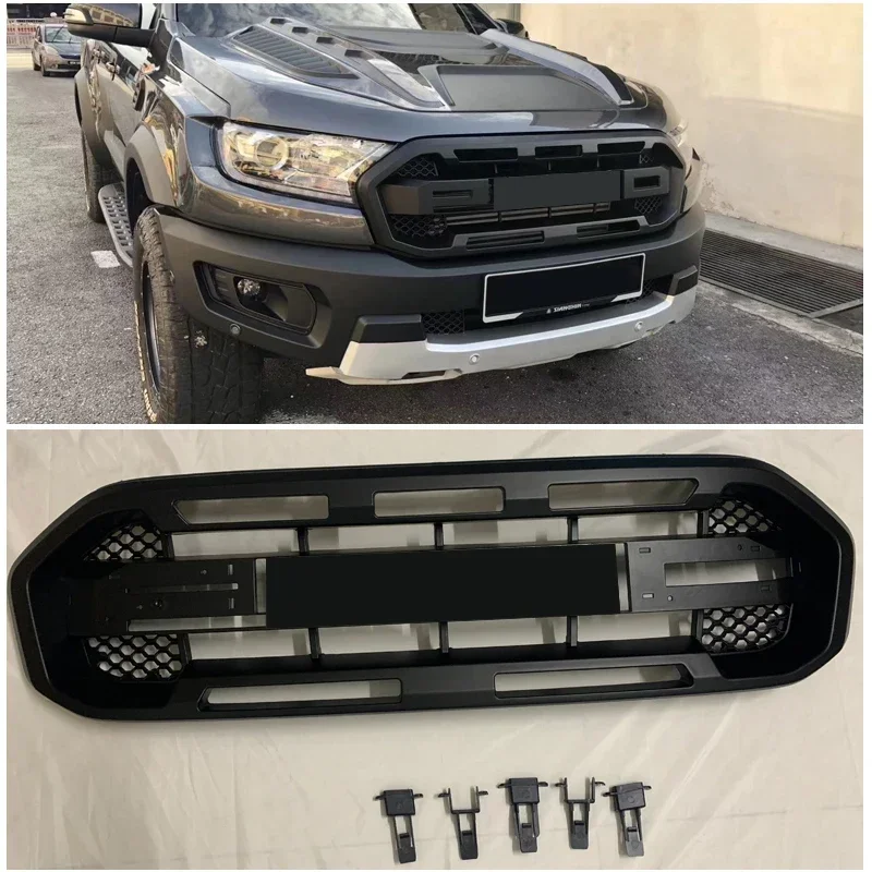 Для Ford RANGE T8 2018-2020 PX MKIII MK3 XL XLS XLT Limited Стайлинг автомобиля Передняя решетка Бампер Сетчатая маска Крышка гриля Грили