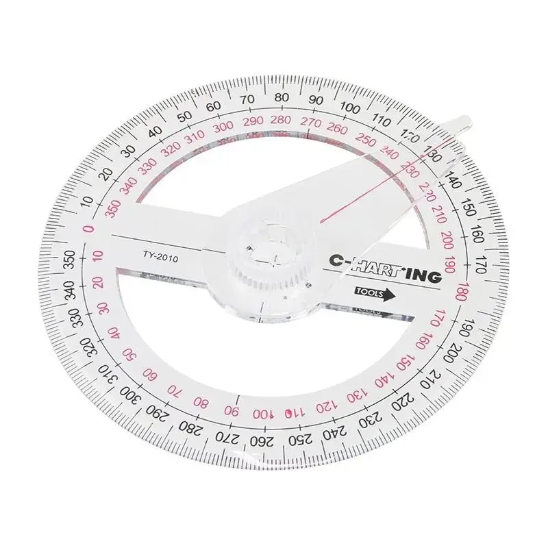 2 Pcs All Circular 10cm Plastic 360 Degree Pointer Protractor Ruler Angle Finder Swing Arm for School Office Supplies