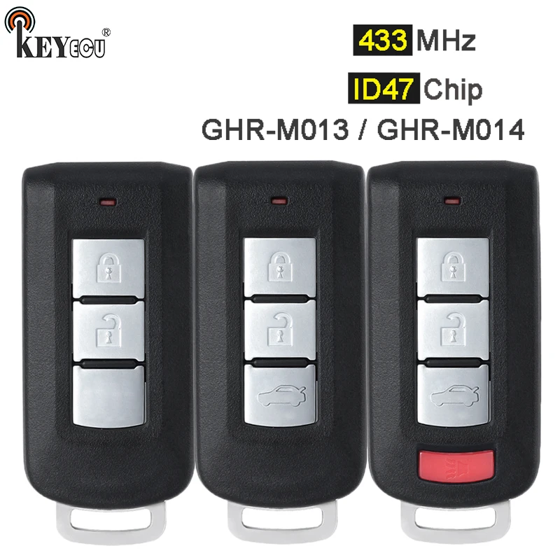 KEYECU  433MHz ID47 Chip FCC: OUCGHR-M013 Keyless Remote Car Key Fob 2 / 3 / 4 Button  for Mitsubishi Eclipse Cross 2017-2020