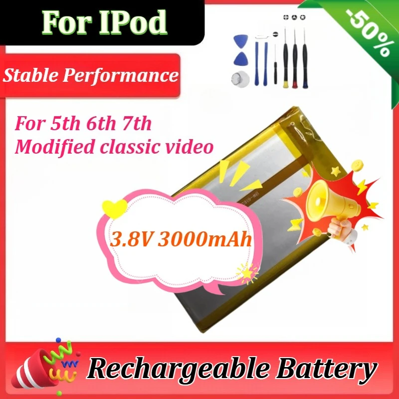 

SSD HD Battery 3.8V 3000mAh for IPod 6th Gen Classic 80gb 120gb IPod 5th Gen Video 30gb7th Gen 160gb Upgrade Batteries
