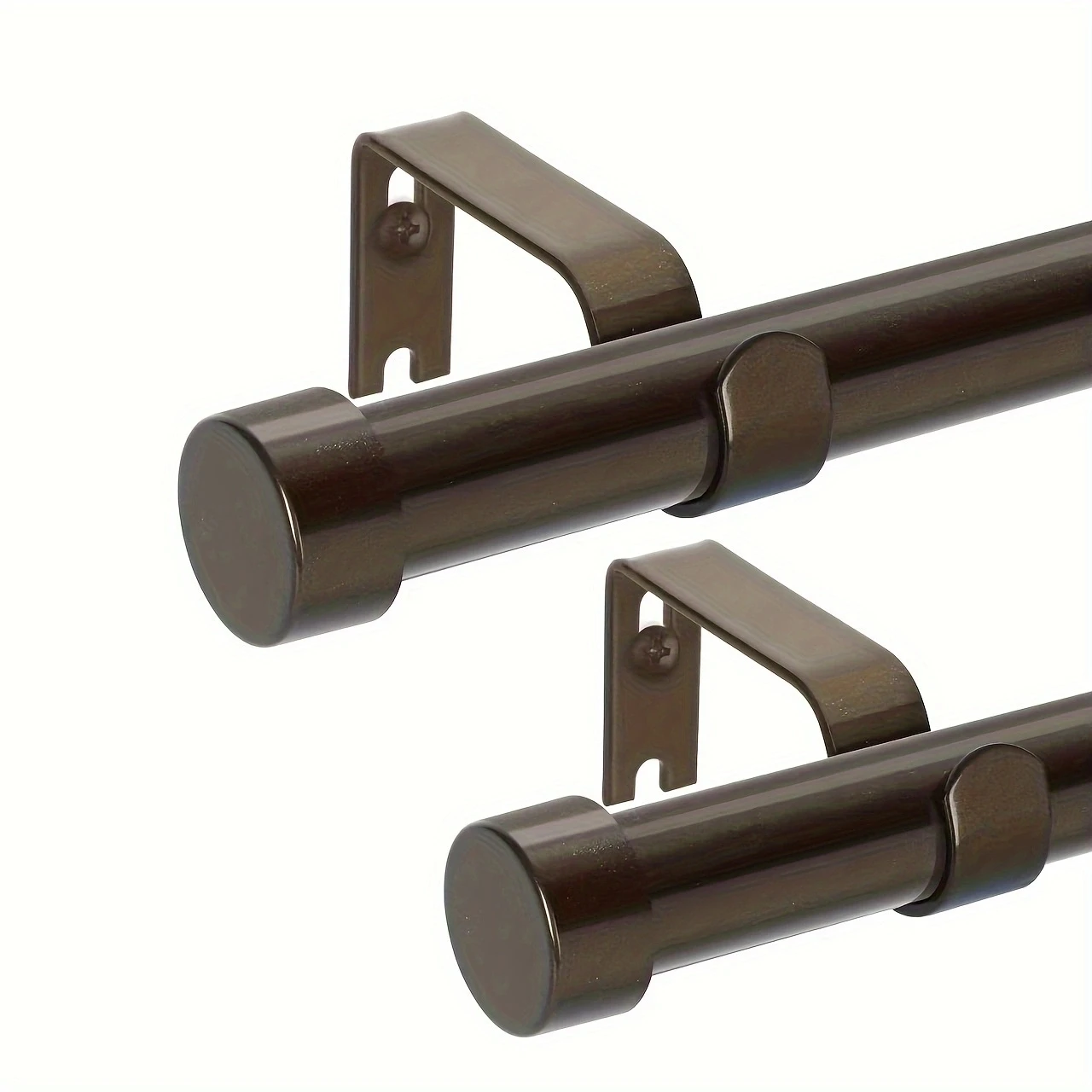 A set of metal telescoping curtain rods, minimal brown curtain rods, wall hanging, suitable for any room, easy to install