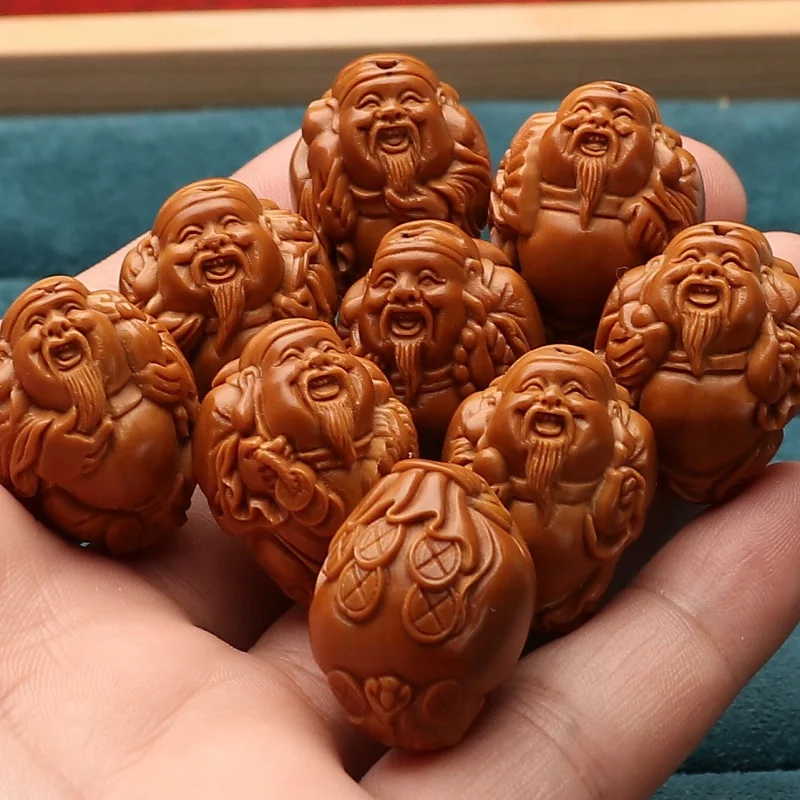 

666.66cm-Inch Large Seeds Nut Eight Mammon Carved Hand Pieces Crafts Lucky Olive Hu Bracelet