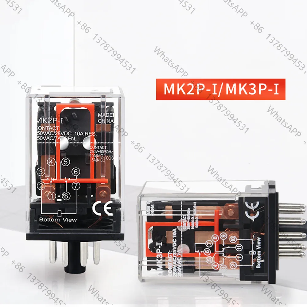 1 Set MK2P-I MK3P-I Electromagnetic Relay Intermediate Small Relay with Base 8 Pin 11 Pin AC/DC 220V 110V 24V 12V