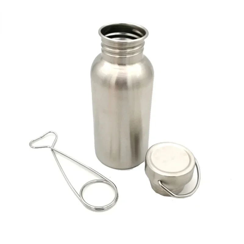 Stainless Steel Water Bottle with Hook, Wide Mouth Jar, Leak-Proof, Fit for Camping, Picnic, Hiking, 350 ml, 500 ml, 750ml