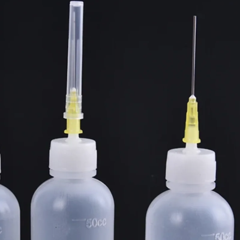 3pcs 50ml Transparent Polyethylene Needle Dispenser Dispensing Bottle For Rosin Solder Flux Paste + 3 Needles Tools