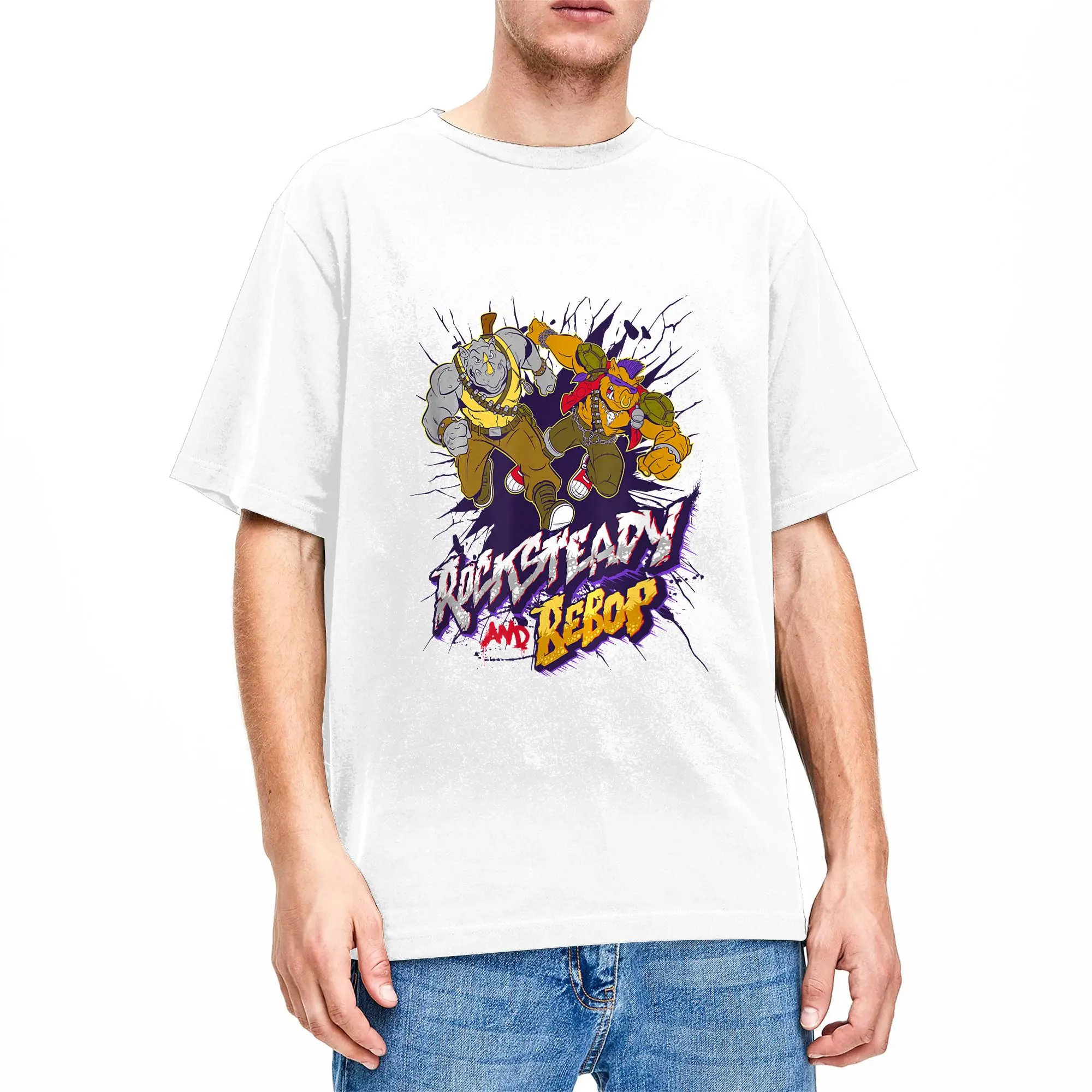 Casual T Shirt Summer Bebop and Rocksteady Retro Hipster T-Shirts Pure Cotton Tshirt for Men Y2K Fun Cheap Short Sleeve Top Tees