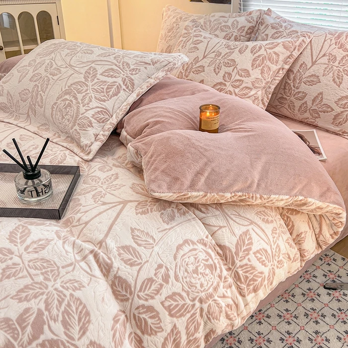 

New 2025 Comfortable and Warm Three-dimensional Embossed Fleece Single Duvet Cover Thickened Warm Autumn Winter Quilt Covers
