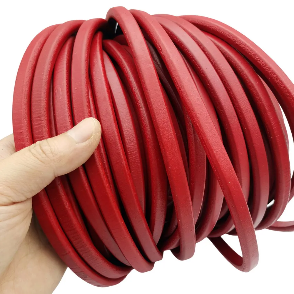 10mm Red Licorice Leather Cord 10mmx6mm Genuine Cowhide Leather Band 10x6mm Bracelet Making